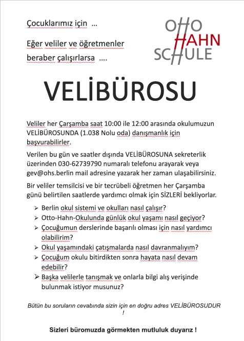 Elternbüro türkisch