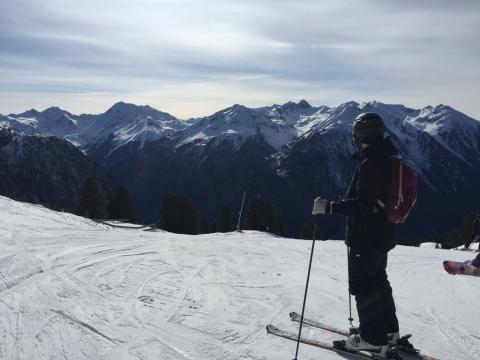 Skifahrer vor Panorama