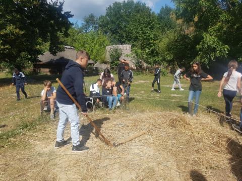 Beim Dreschen